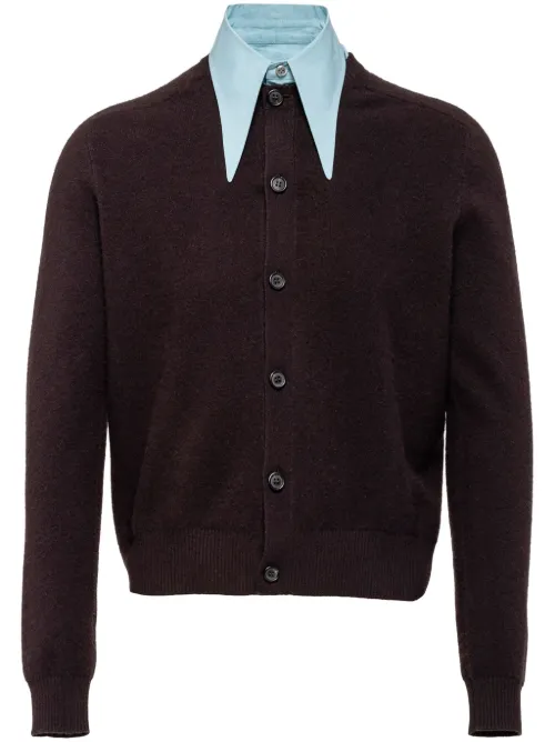 Cardigan en cachemire à col italien - Prada - Modalova