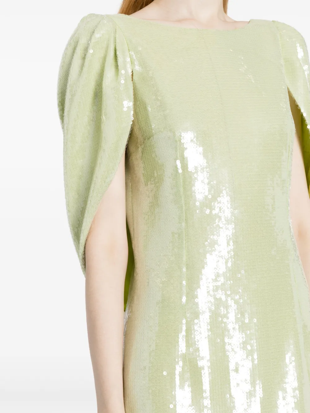 Huishan Zhang Alba Draped-panel Sequinned Dress In Green