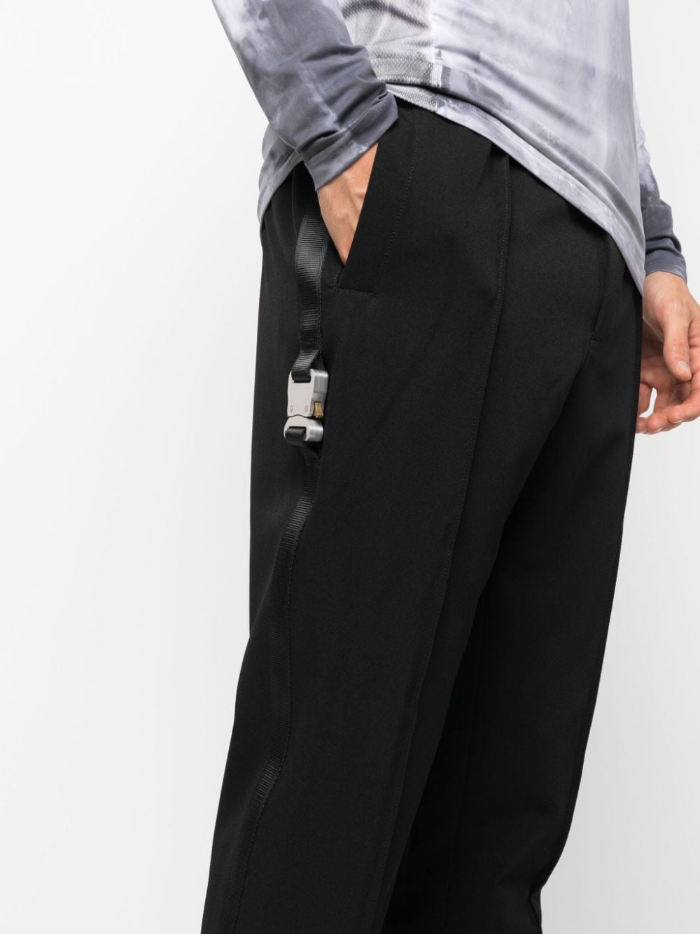 Shop Alyx Decorative Buckle-detail Tapered Trousers In Schwarz