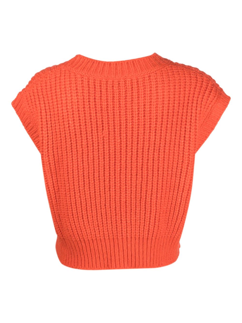 Roberto Collina ribbed-knit short-sleeved top - Oranje