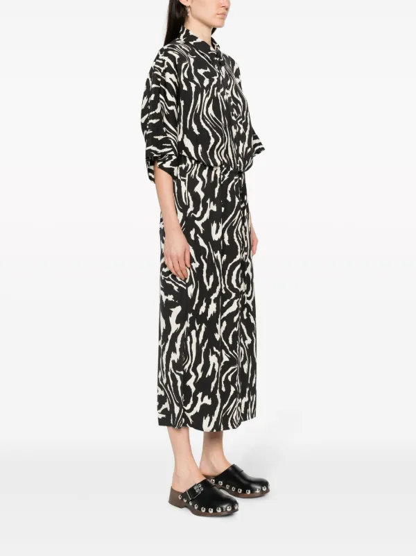 Bimba y Lola Vestido Camisero Con Animal Print Farfetch