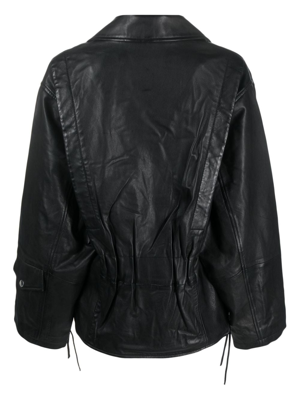 Shop Bimba Y Lola Leather Biker Jacket In Black