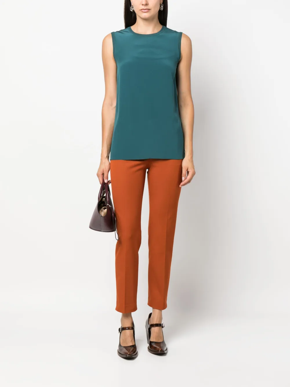 JOSEPH round-neck sleeveless silk top - Blauw
