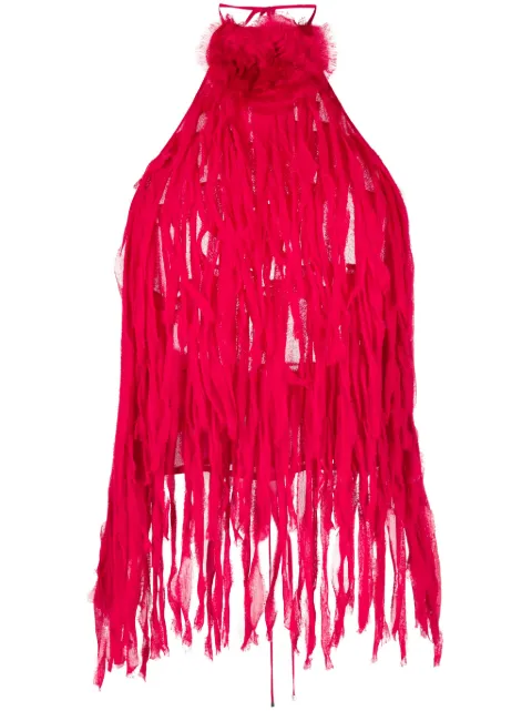 Blumarine fringe-design open-back top 