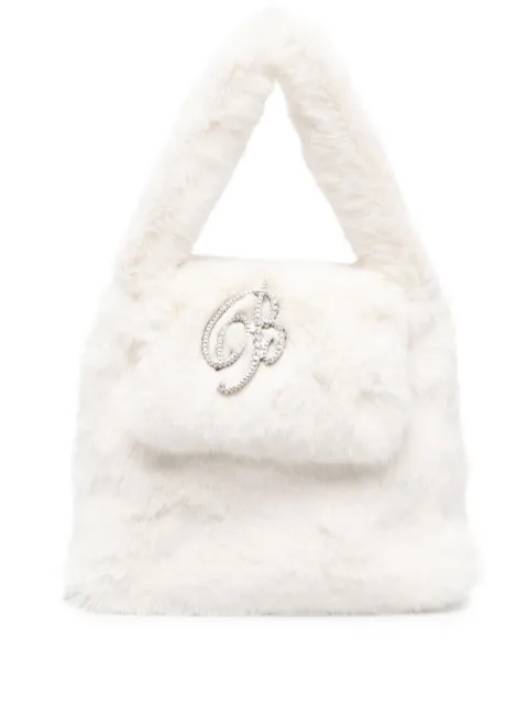 Blumarine logo lettering faux-fur tote bag 