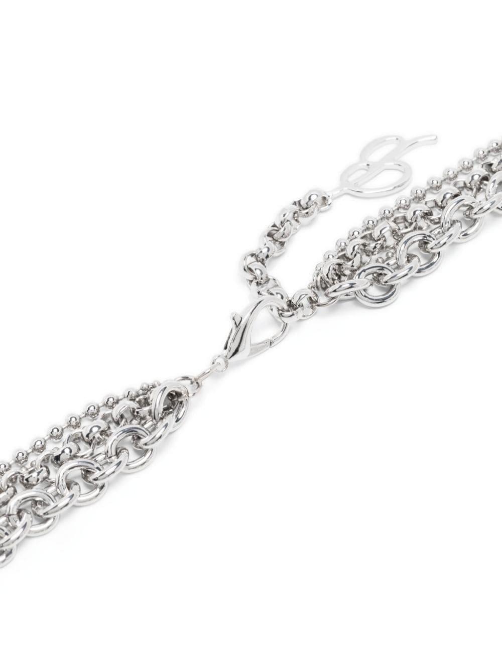 Shop Blumarine Padlock-detail Crystal-embellished Necklace In Silver