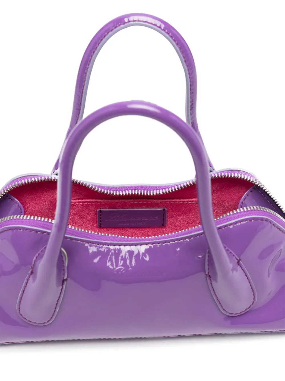 Shop Blumarine Logo-debossed Patent-leather Tote Bag In Purple