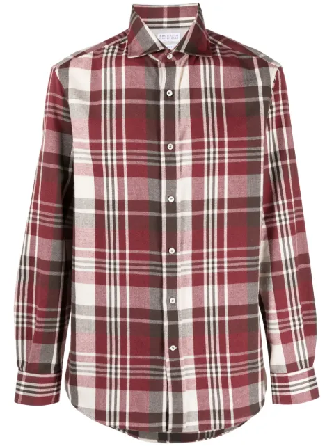 Brunello Cucinelli camisa a cuadros con manga larga
