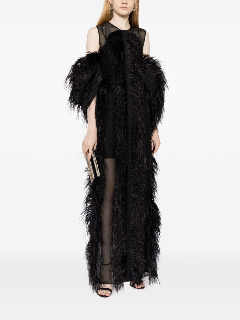 Huishan Zhang Irina ostrich-feather Maxi Dress - Farfetch