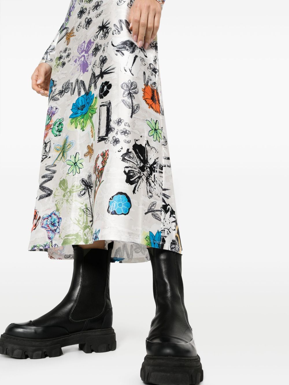 Bimba y Lola Graffiti Flowers Print Midi Dress - Farfetch in 2023