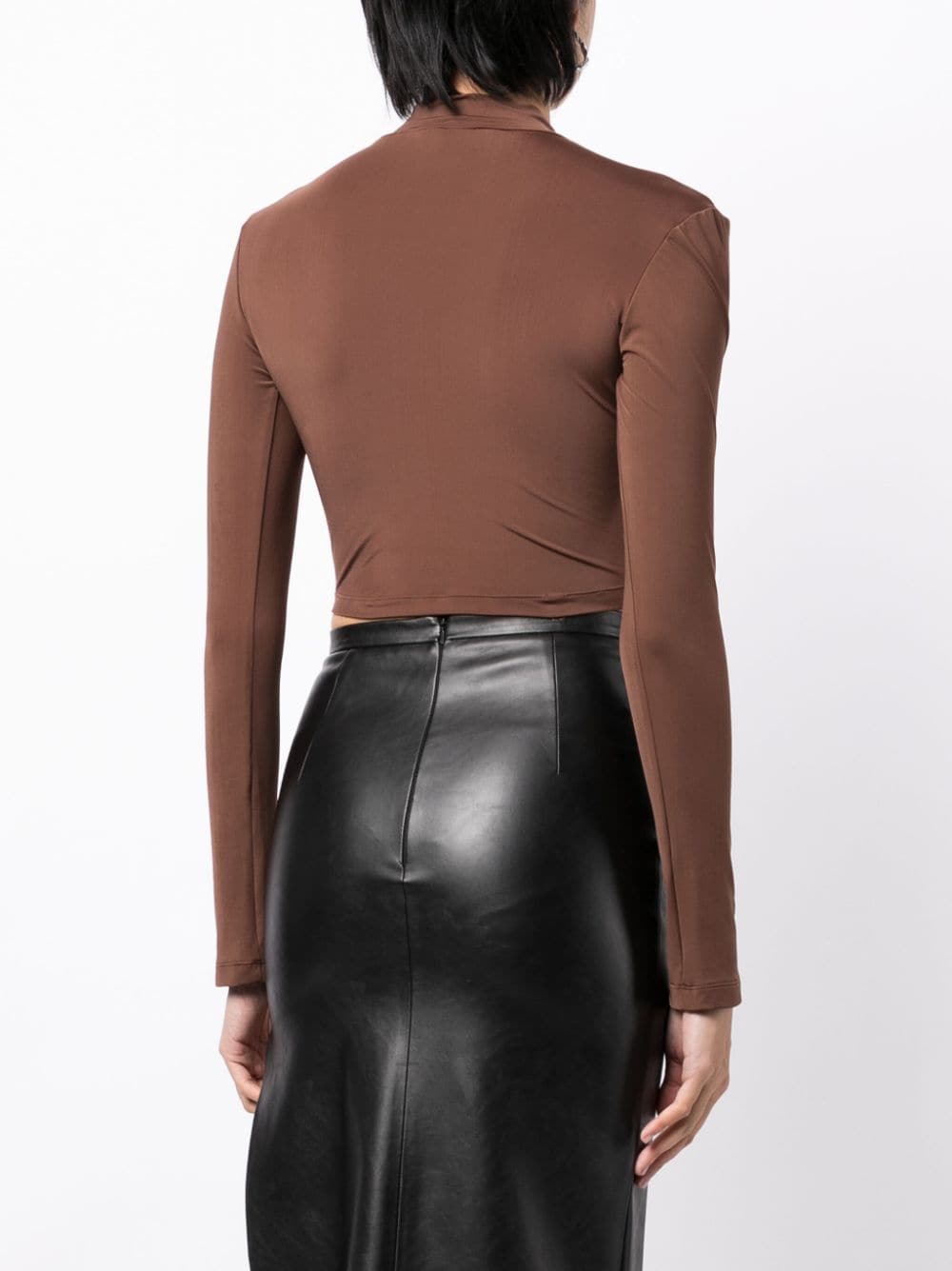 Shop Materiel Laminated-logo Roll-neck Top In Brown