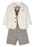 Colorichiari check-pattern wool dungarees set - White