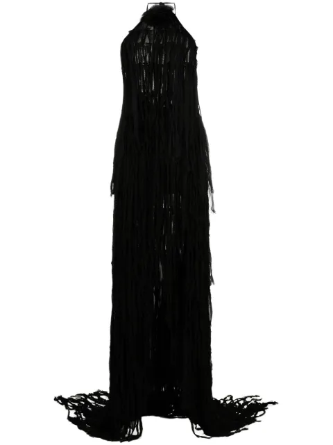 Blumarine fringe-design sleeveless maxi dress 