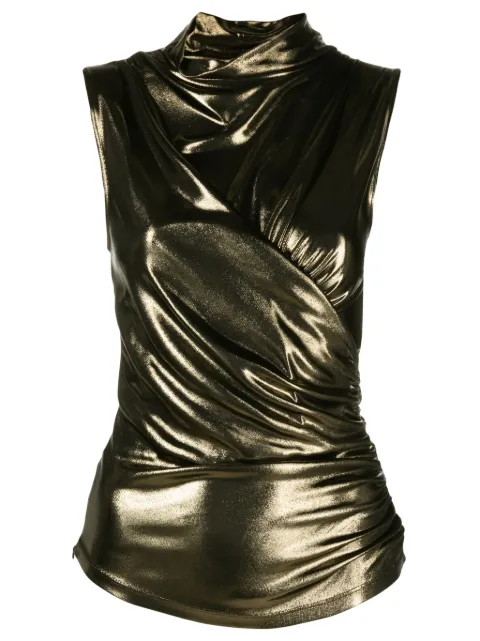 Blumarine metallic-finish gathering-detail blouse 