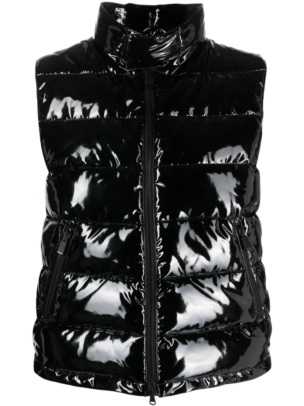 Aspesi Glossy-finish Padded Gilet In Black