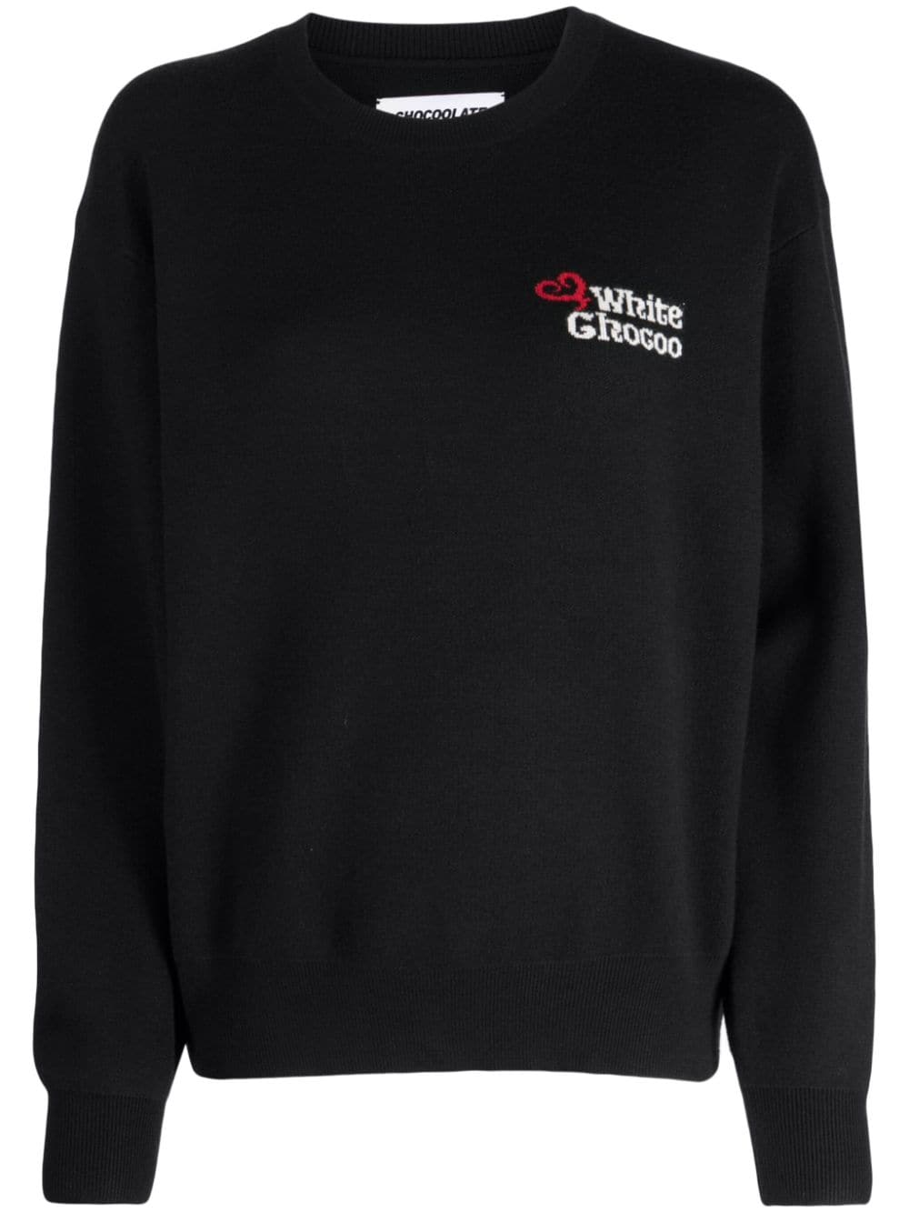 Chocoolate Intarsia-knit Logo Crew-neck Jumper In Black