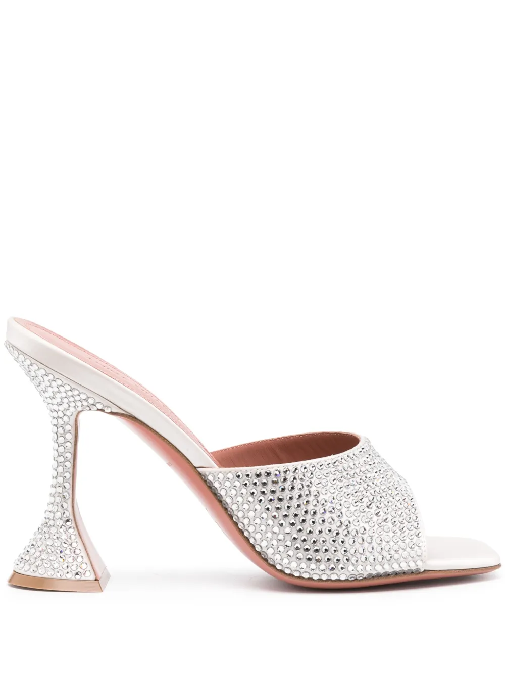 Amina Muaddi Lupita 95 Crystal Silver Mules In Silver