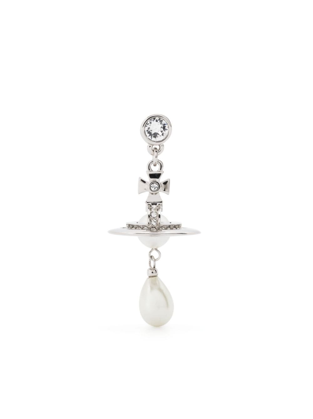Vivienne Westwood Man Imitation Pearl Drop Mono Earring In Crystal,cream