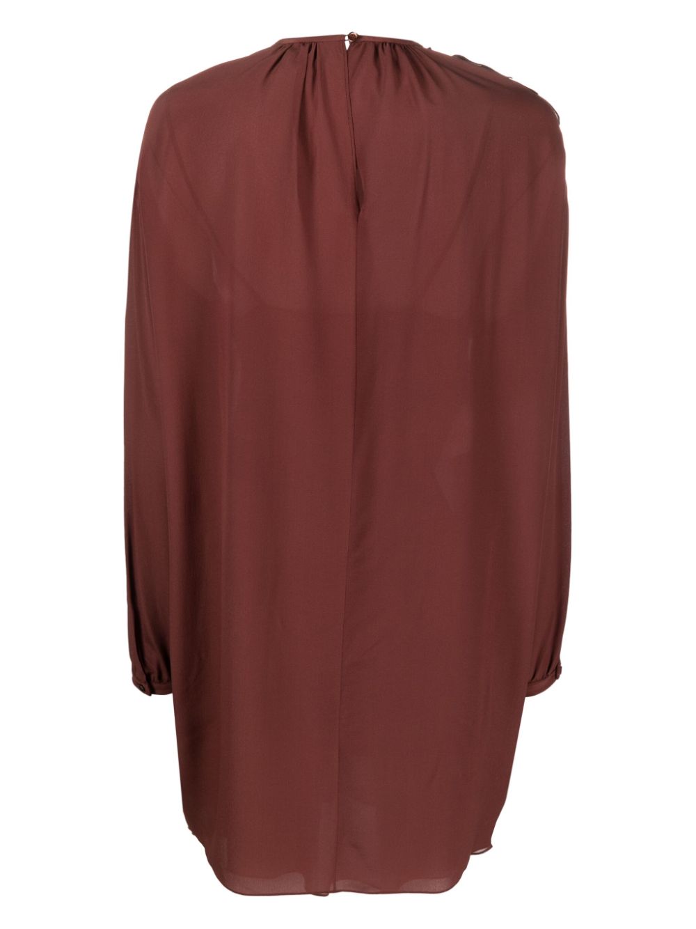 Rochas ruffled long-sleeve silk minidress - Bruin