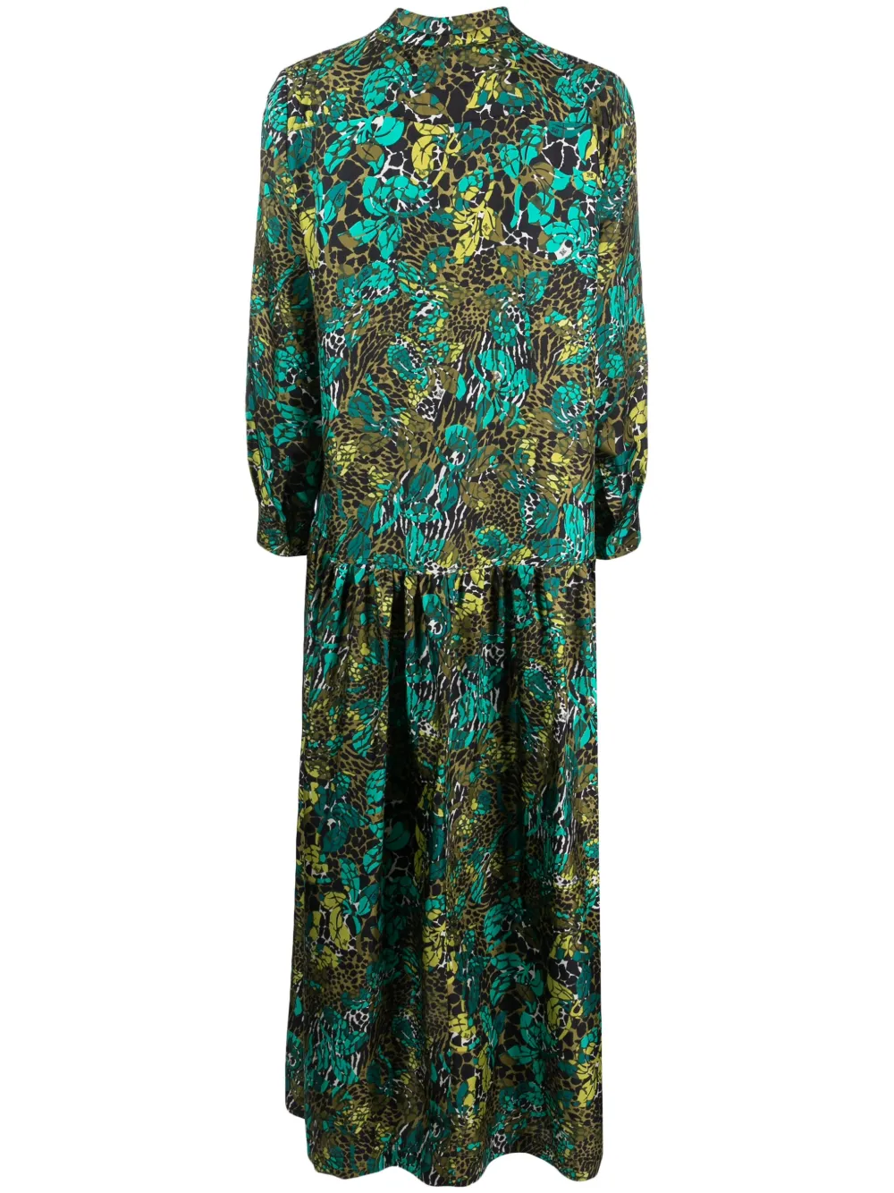 Max Mara botanical-print silk maxi shirtdress - Groen