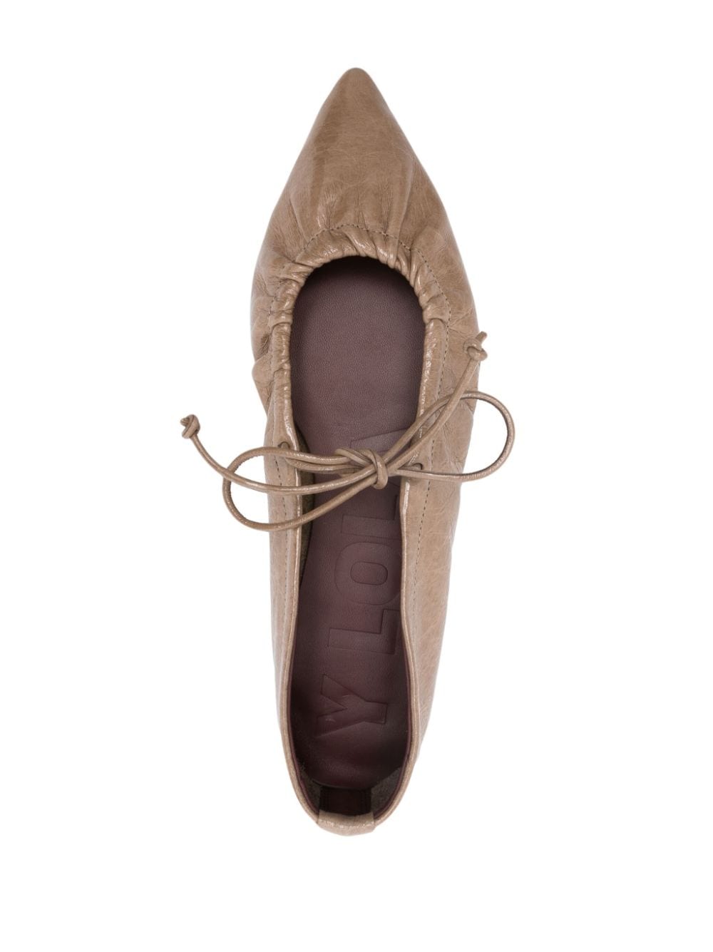 Shop Bimba Y Lola Pointed-toe Leather Ballerina Shoes In Brown