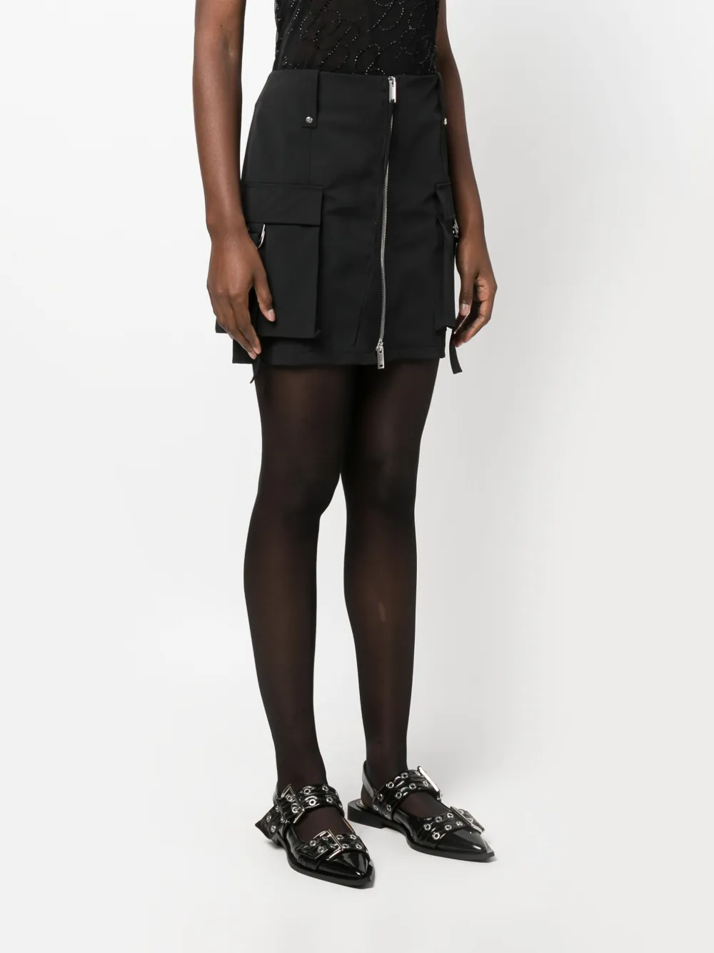 Shop Blumarine Zip-up Cargo Mini Skirt In Black