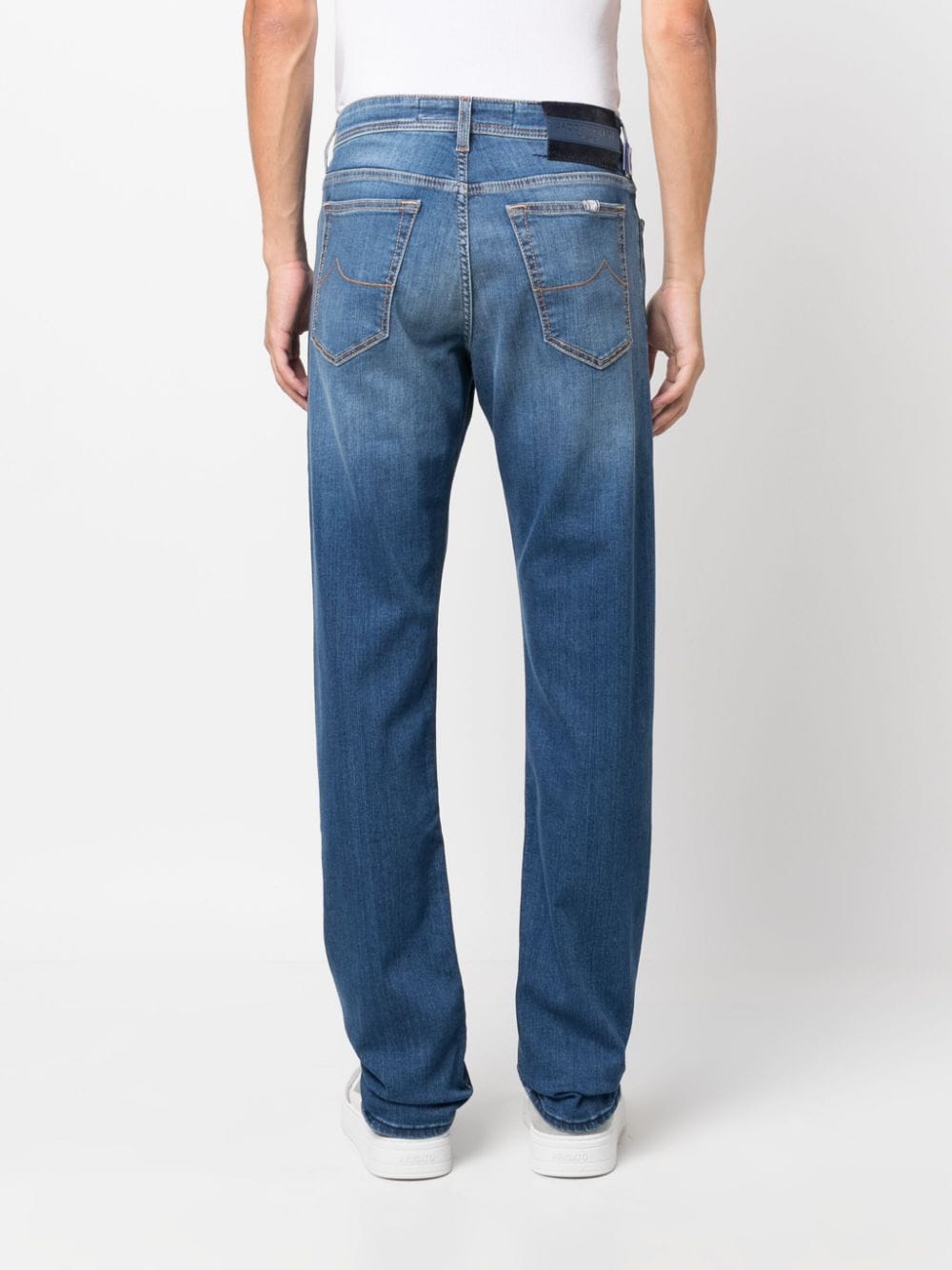 Shop Jacob Cohen Stonewashed Straight-leg Cotton Jeans In Blue