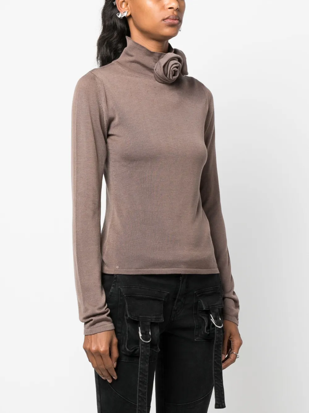 Blumarine T-shirt met bloemenpatch Bruin