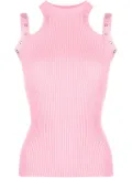 Blumarine eyelet-embellished ribbed-knit halterneck top - Pink