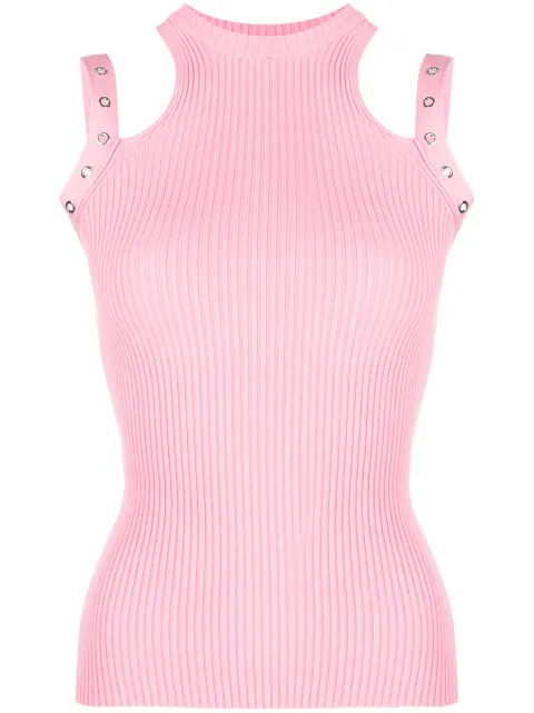 Blumarine eyelet-embellished ribbed-knit halterneck top