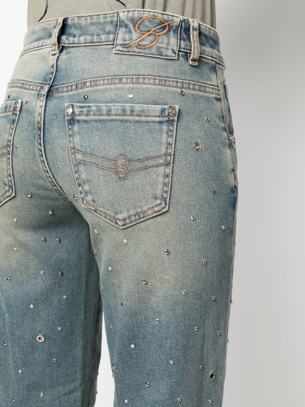 Shop Blumarine Embellished Straight-leg Jeans In Blue