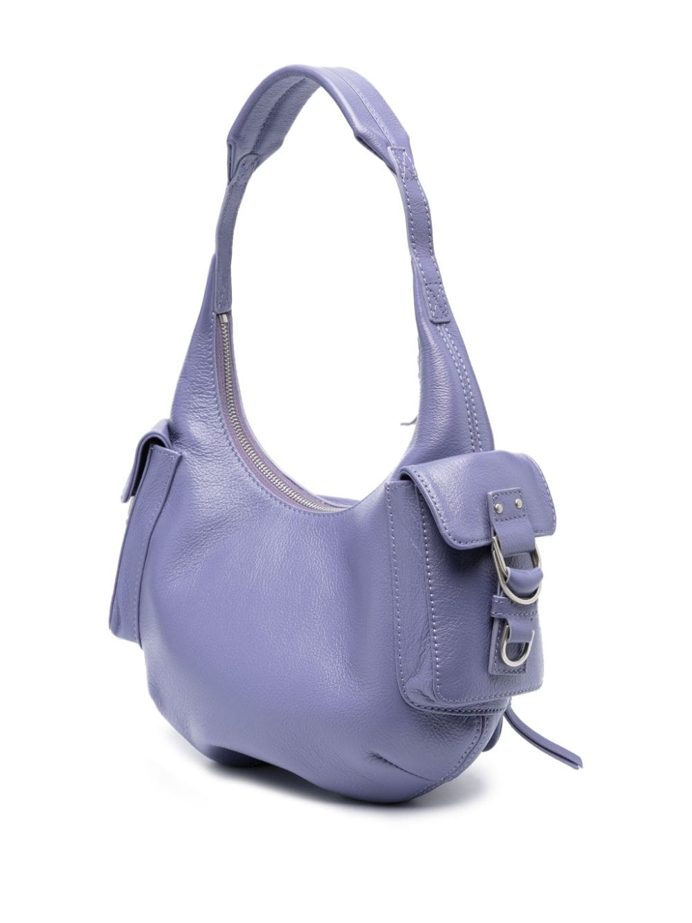 Shop Blumarine Pocket-embellished Leather Shoulder Bag In Purple