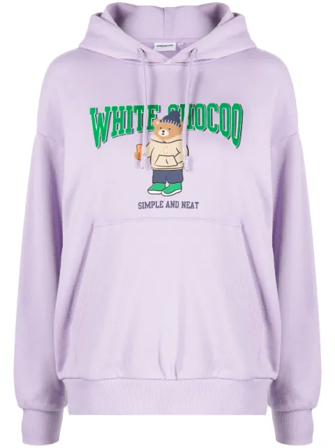 CHOCOOLATE bear-print cotton hoodie