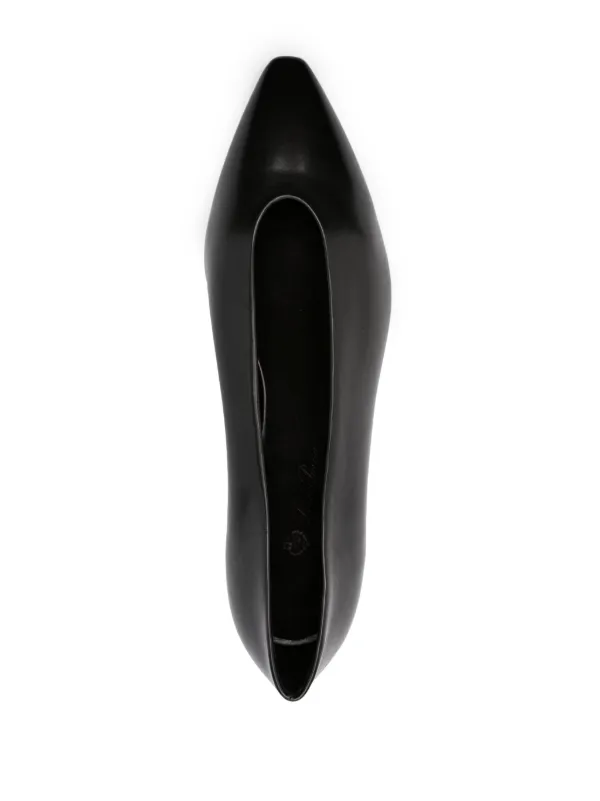 Loro Piana Rebecca Leather Ballerina Shoes | Black | FARFETCH