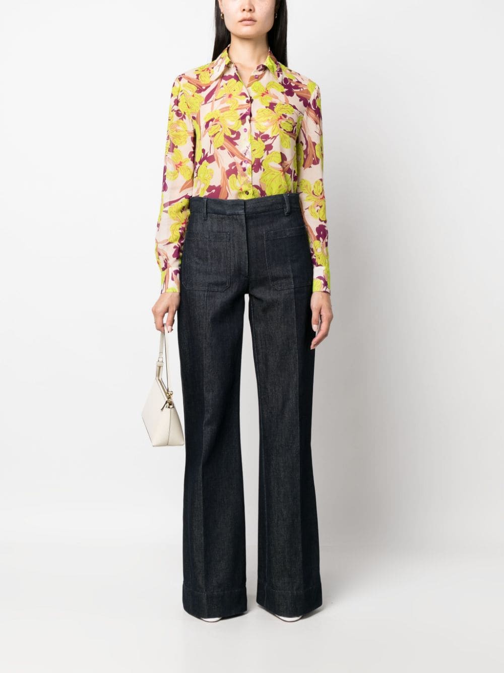 PINKO floral-print button-up shirt - Paars