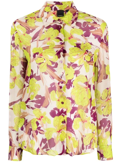 PINKO floral-print button-up shirt