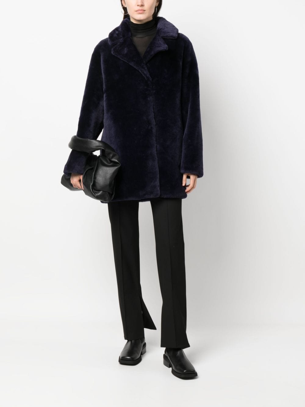Shop Yves Salomon Manteau Agneau Notched-collar Coat In Purple