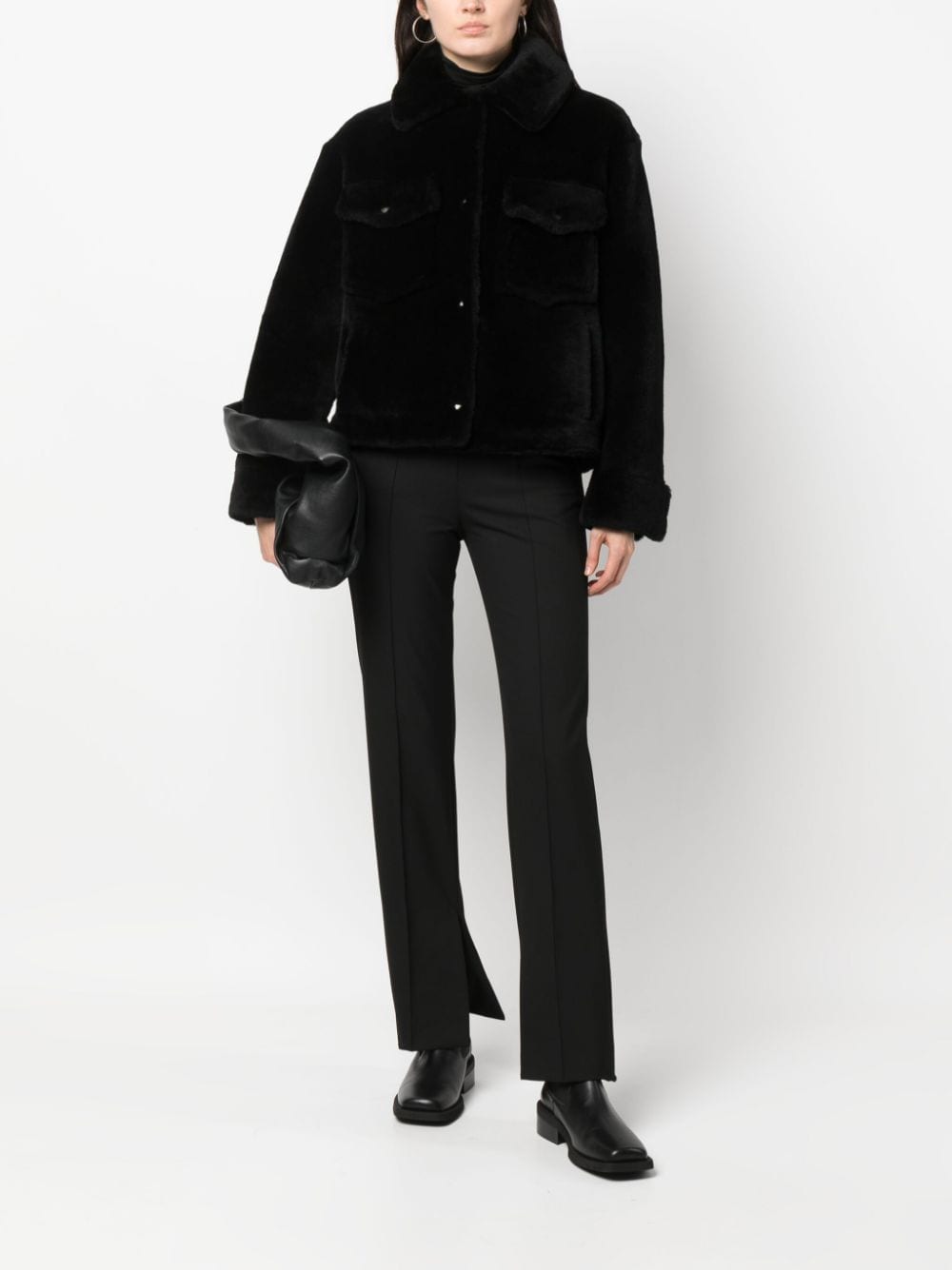 Shop Yves Salomon Brushed-effect Single-breasted Jacket In Black