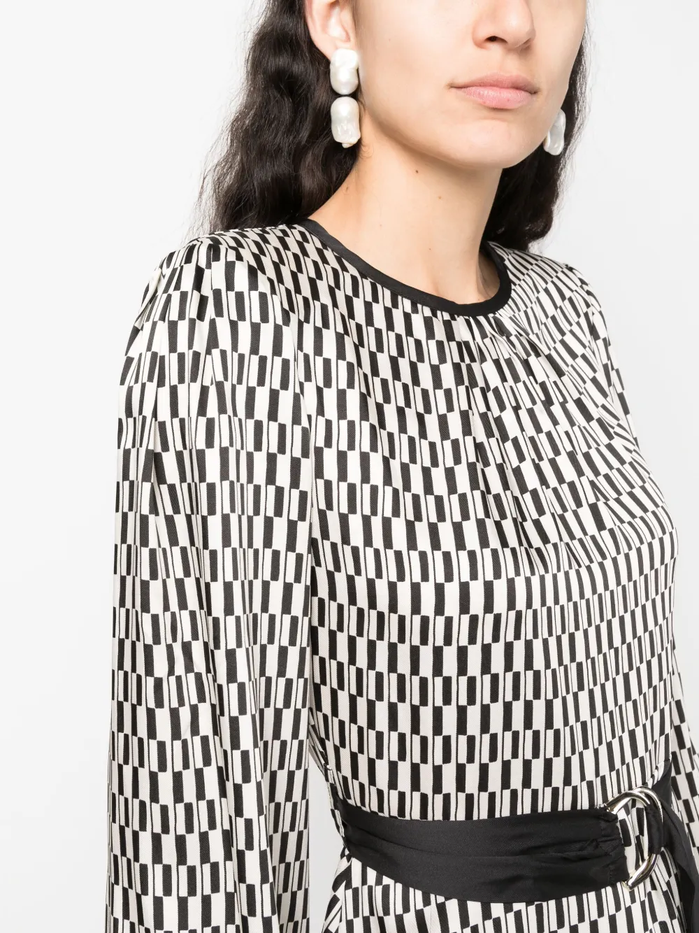 Liu •jo Graphic-print Belted Dress In Neutrals