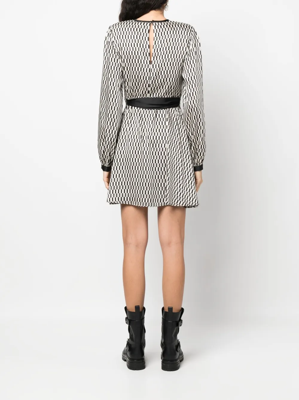 Liu •jo Graphic-print Belted Dress In Neutrals