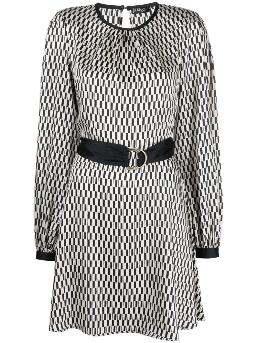 Liu •jo Graphic-print Belted Dress In Neutrals