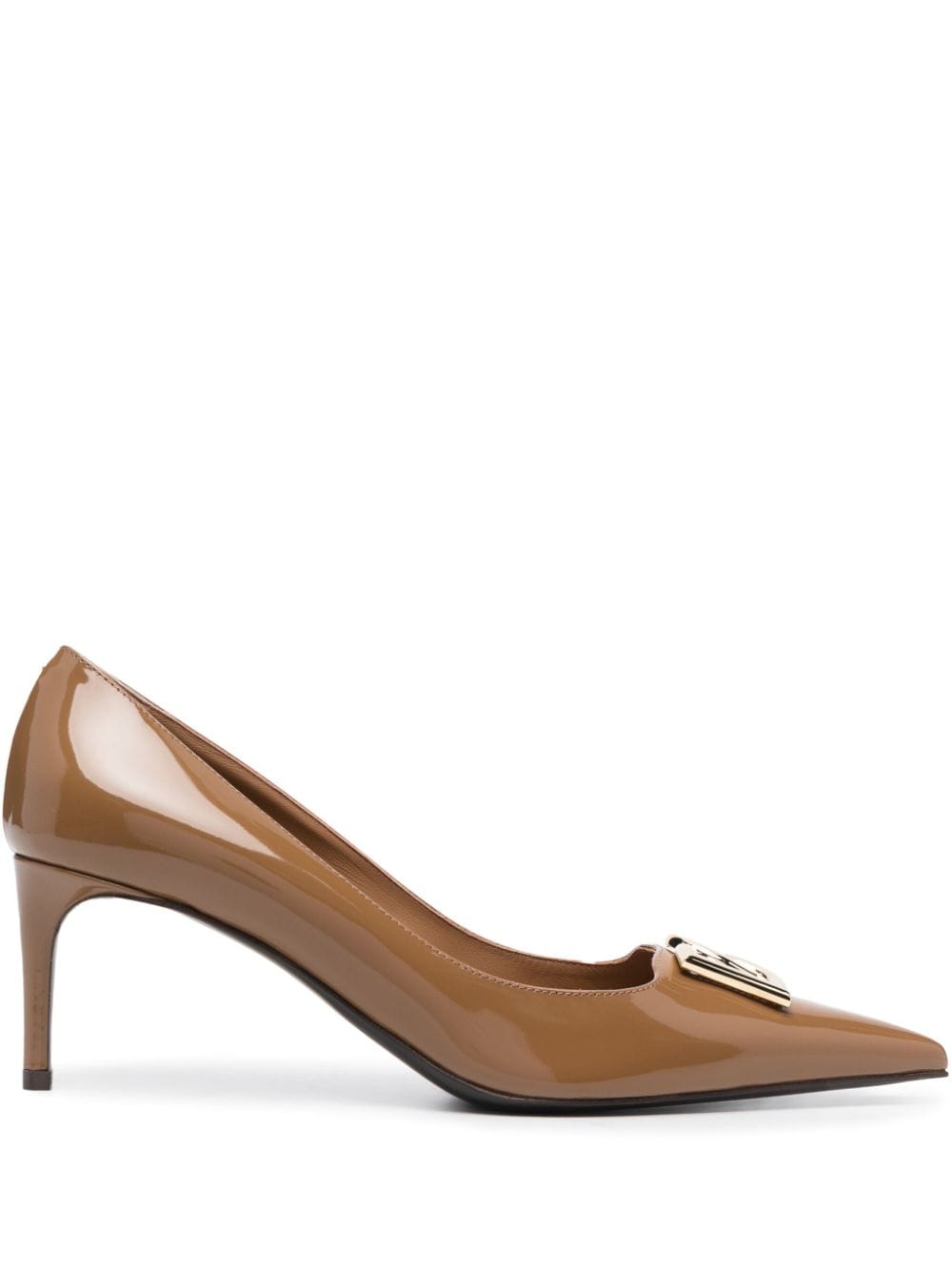 Dolce & Gabbana 65mm Logo-plaque Leather Pumps In Brown