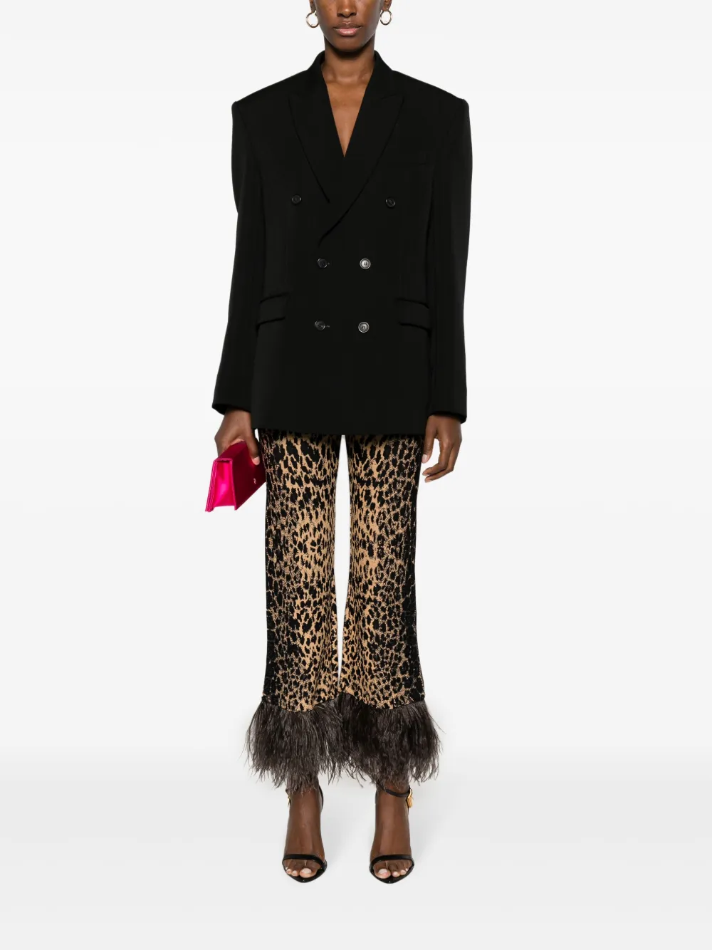 Valentino Garavani feather-trim flared trousers - Beige