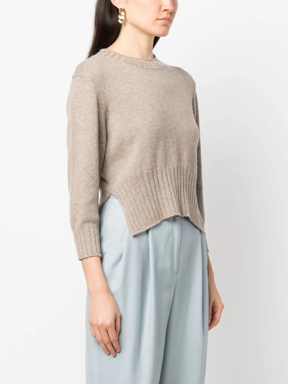 Loulou Studio Mora Side-slit Cashmere Jumper In Nude