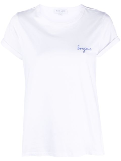 Maison Labiche slogan-embroidered organic cotton T-shirt