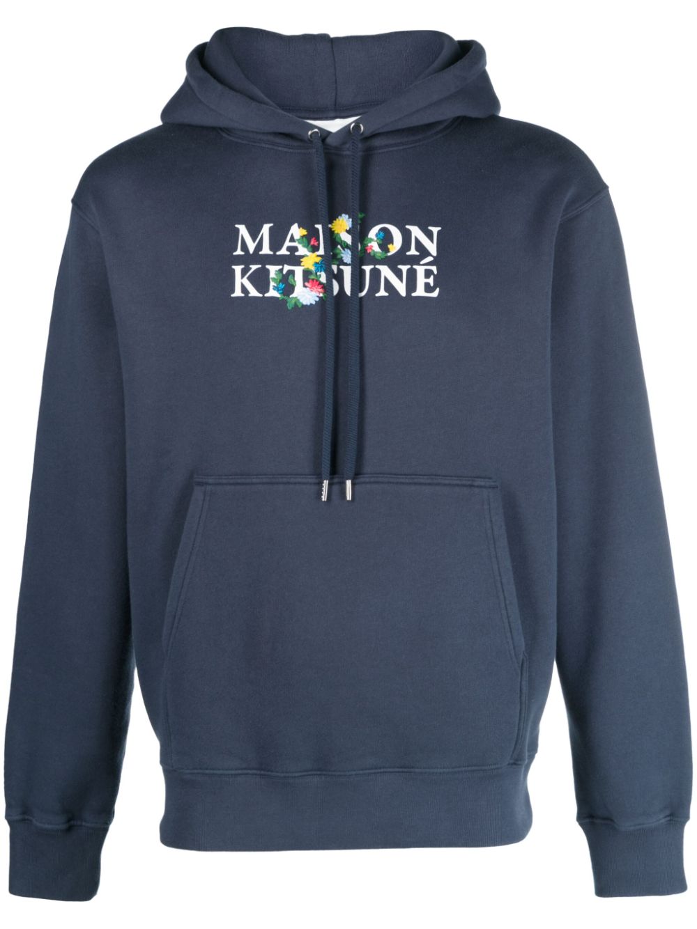 Maison Kitsuné logo-print cotton hoodie - Blue