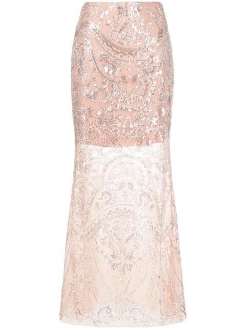 Self-Portrait bead-embellished layered skirt