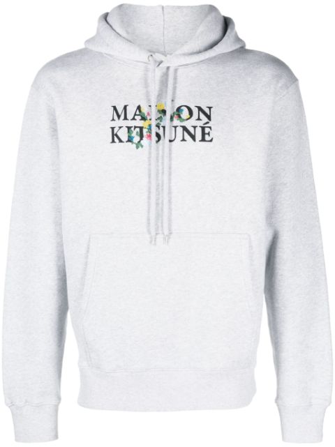 Maison Kitsune logo-print drawstring cotton hoodie Men