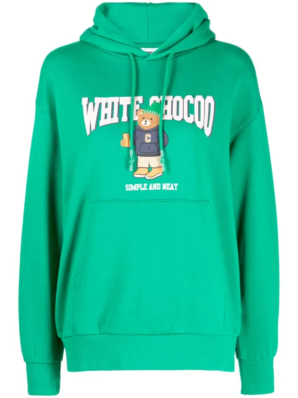 CHOCOOLATE bear print Cotton Hoodie Green FARFETCH RO