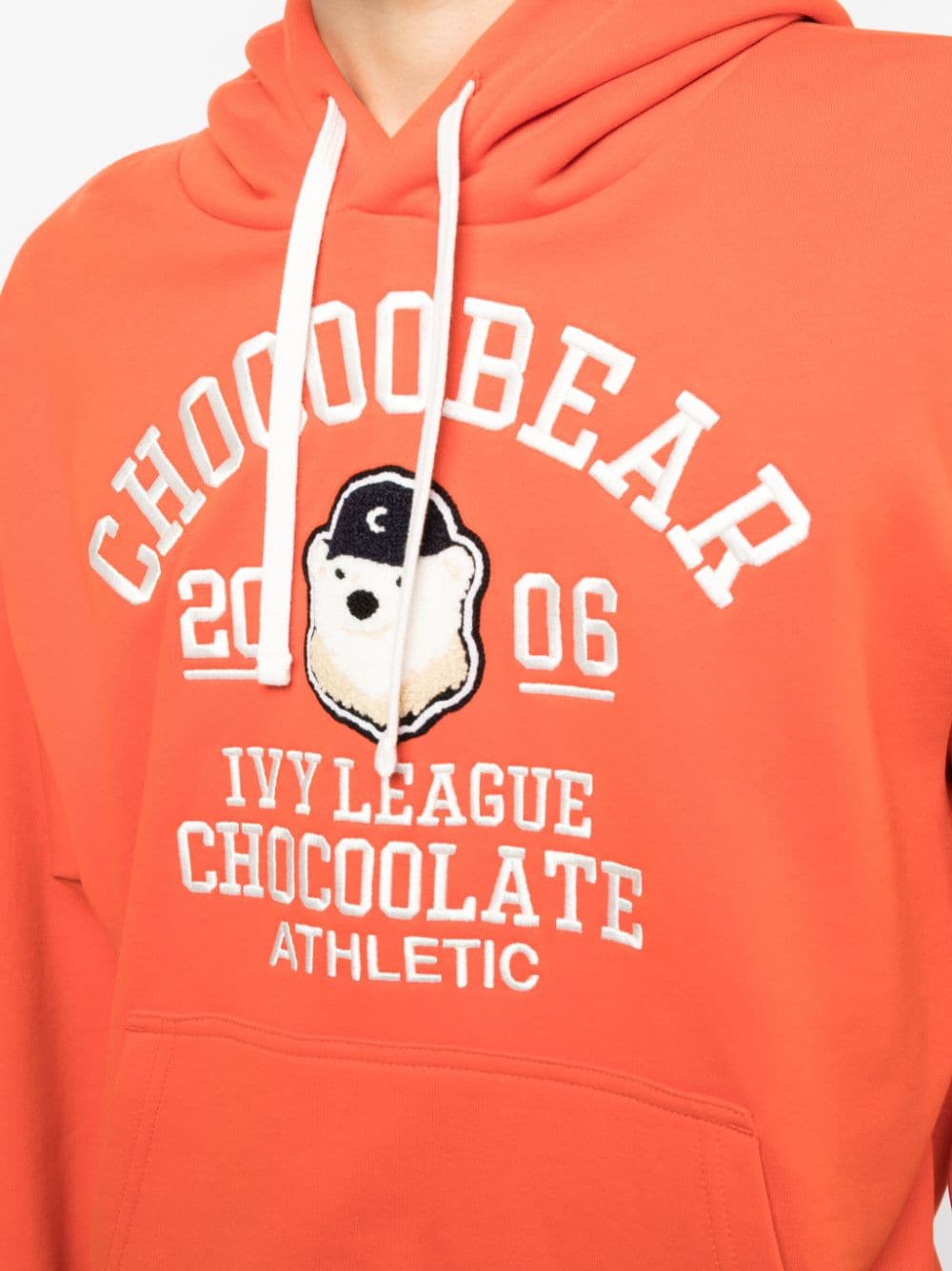 Shop Chocoolate Logo-embroidered Cotton Hoodie In Orange